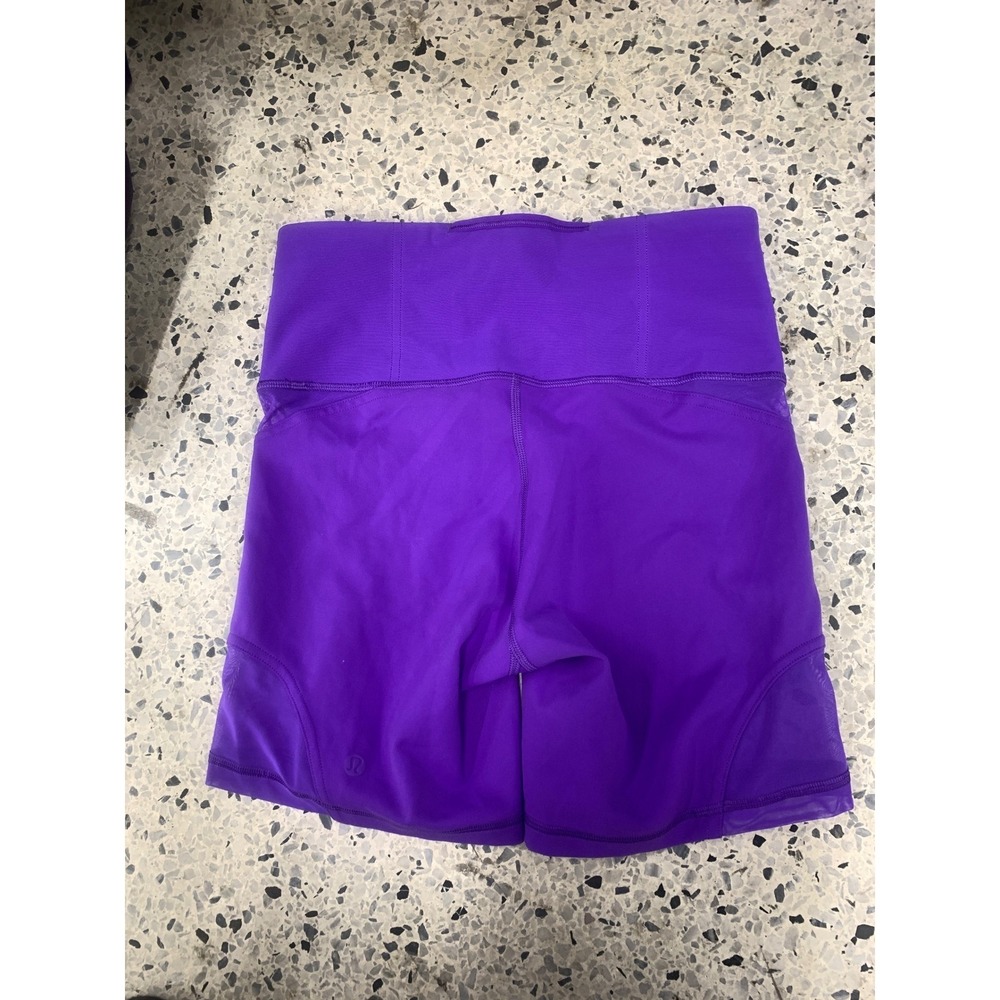 Lululemon Purple Mesh Panel High Rise Athletic Running Shorts Womens Size 6